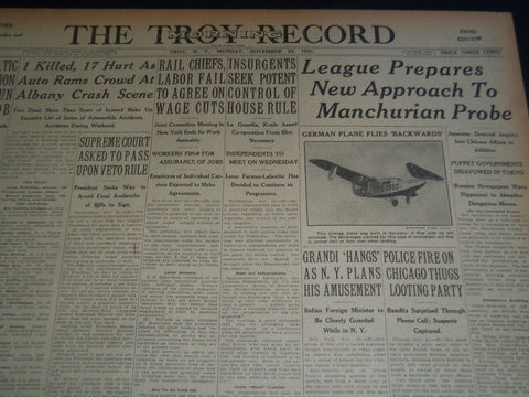 1931 NOV 23 TROY MORNING RECORD - NEW APPROACH TO MANCHURIA PROBE - NT 7475