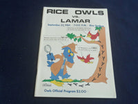 1984 SEPTEMBER 22 RICE UNIVERSITY VS LAMAR UNIVERSITY FOOTBALL PROGRAM- ST 5883D