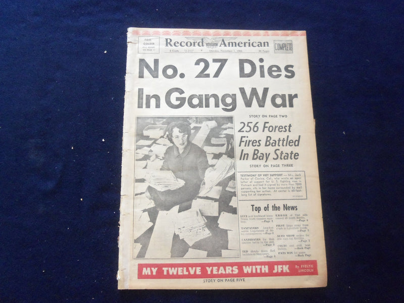 1965 NOV 1 BOSTON RECORD AMERICAN NEWSPAPER - NO. 27 DIES IN GANG WAR - NP 6319