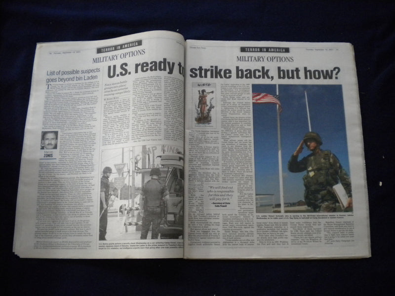 2001 SEPTEMBER 13 CHICAGO SUN-TIMES NEWSPAPER -WE'RE HUNTING THEM DOWN - NP 5941