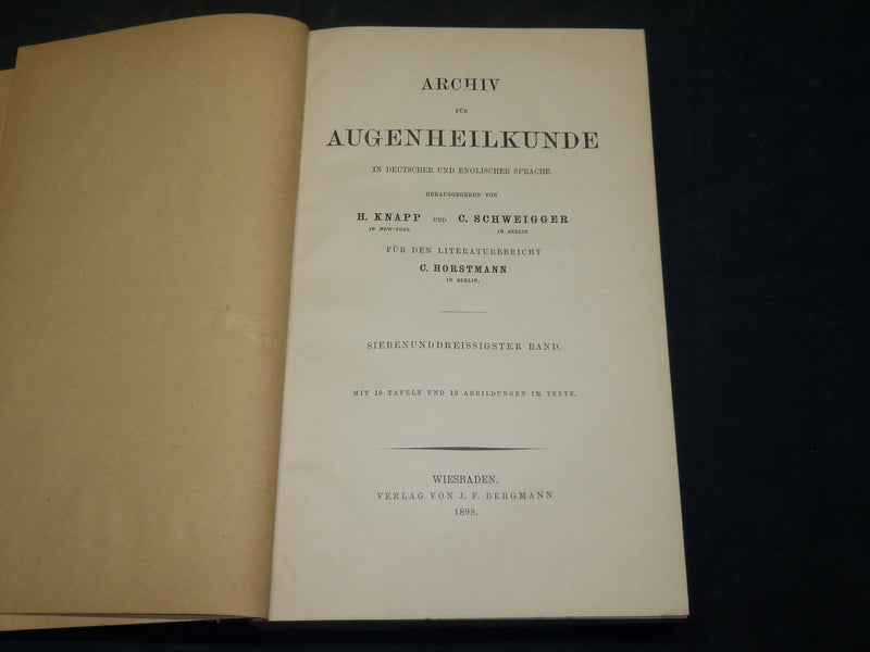 1894-1907 ARCHIV FUR AUGENHEILKUNDE KNAPP SCHWEIGGER VOLUME LOT OF 28 - R 372