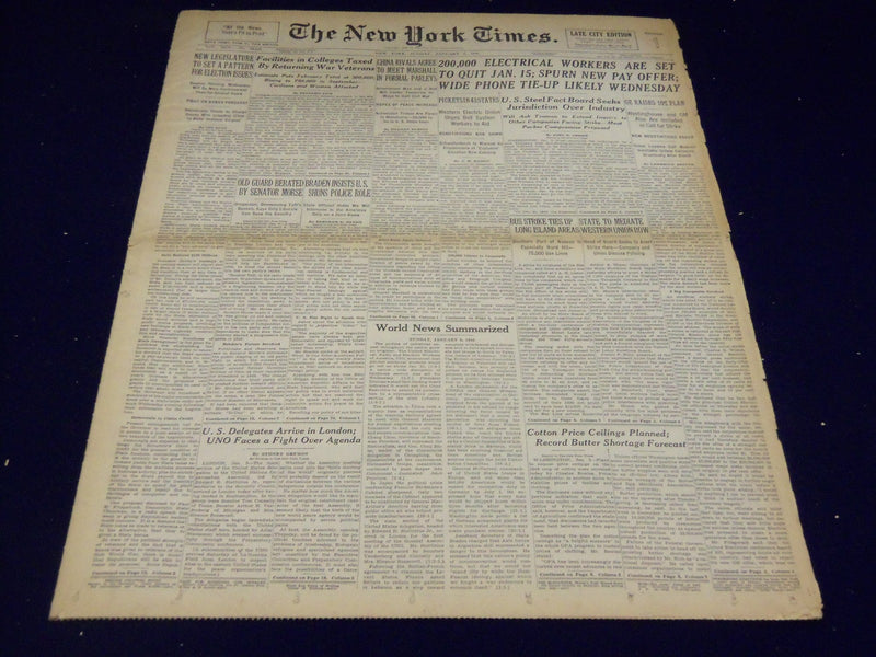 1946 JANUARY 6 NEW YORK TIMES - ELECTRICAL WORKERS SET TO QUIT - NT 3232