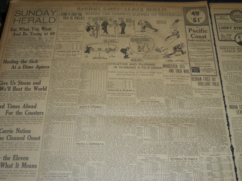 1907 SEPTEMBER 14 THE BOSTON HERALD - LUSITANIA MAKES OCEAN EPOCH - BH 238