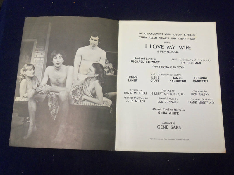 1970'S I LOVE MY WIFE SOUVENIR SHOW PROGRAM - JAMES NAUGHTON - J 5010