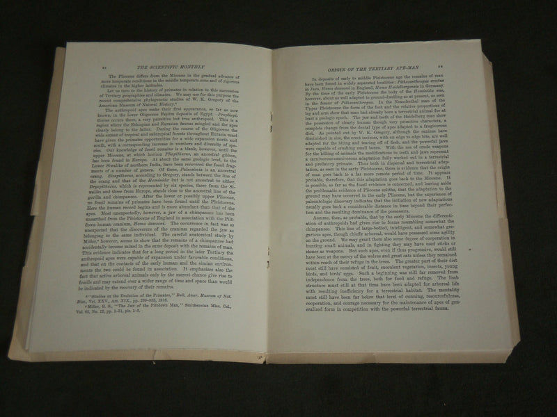 1917 CLIMATIC CHANGE TO TERTIARY APE-MAN SOFTCOVER BOOK BY BARRELL - J 7116