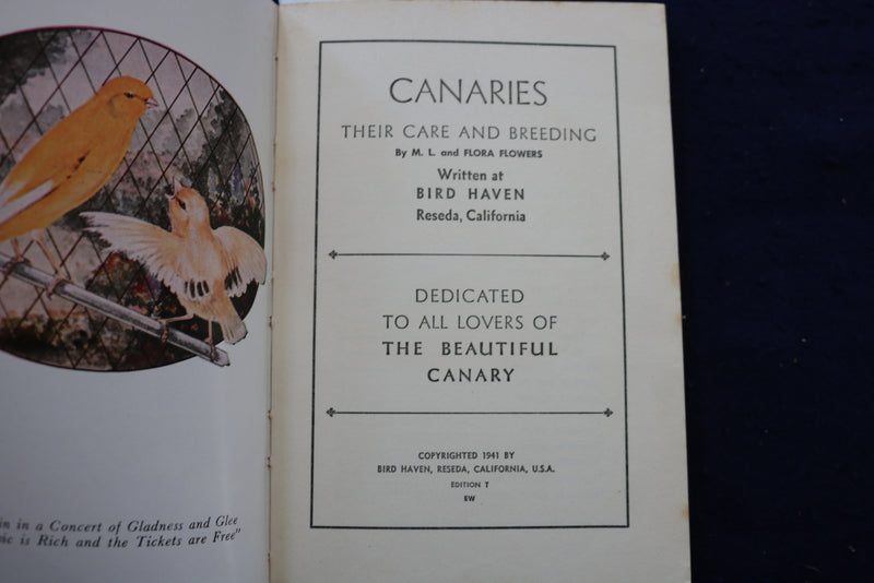 1941 CANARIES THEIR CARE AND BREEDING SOFTCOVER BOOK - K 980