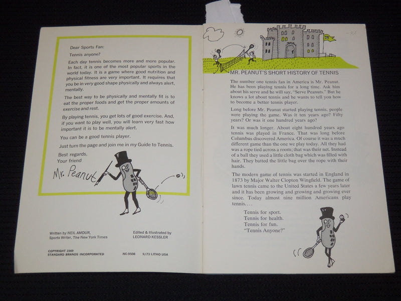 1973 MR. PEANUTS GUIDE TO TENNIS LOT OF 2 - SOFTCOVER - J 8087