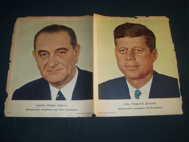 1960 NEW YORK SUNDAY NEWS COLOROTO PHOTOS LOT OF 2 - KENNEDY - JOHNSON - NP 4251
