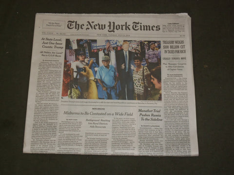 2018 JULY 31 NEW YORK TIMES - TREASURY WEIGHS $100 CUT IN TAXES FOR RICH