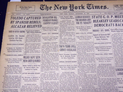 1936 SEPT 28 NEW YORK TIMES - TOLEDO CAPTURED BY SPANISH REBELS - NT 2074