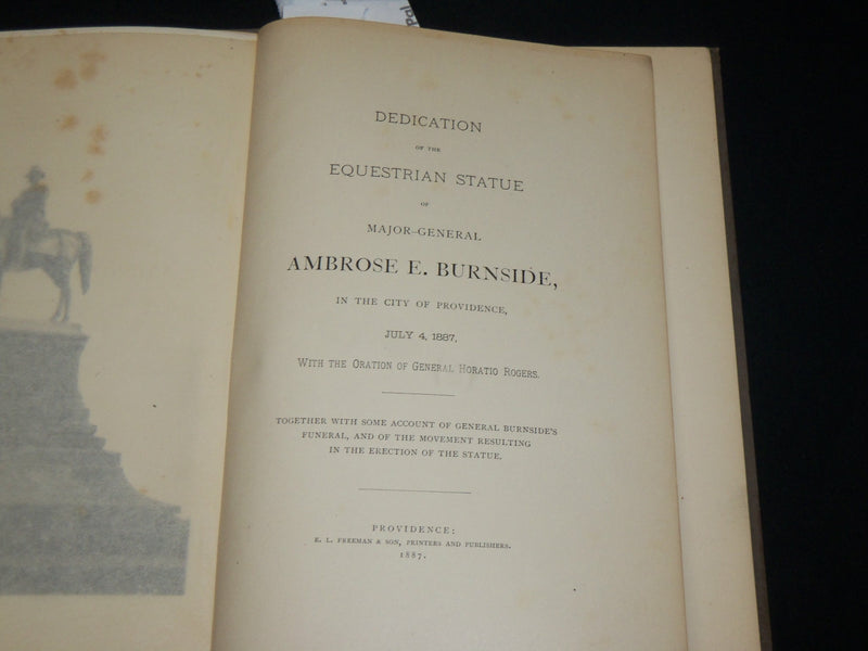 1887 JULY 4 AMBROSE E. BURNSIDE STATUE & DEDICATION HARDCOVER BOOK - KD 6480