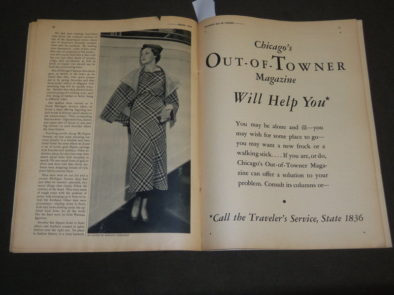 1933 MARCH CHICAGO'S OUT OF TOWNER MAGAZINE VOLUME 1 NO. 1 - J 3522