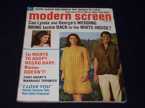 1967 APRIL MODERN SCREEN MAGAZINE - GEORGE HAMILTON & LYNDA BIRD COVER - E 16824