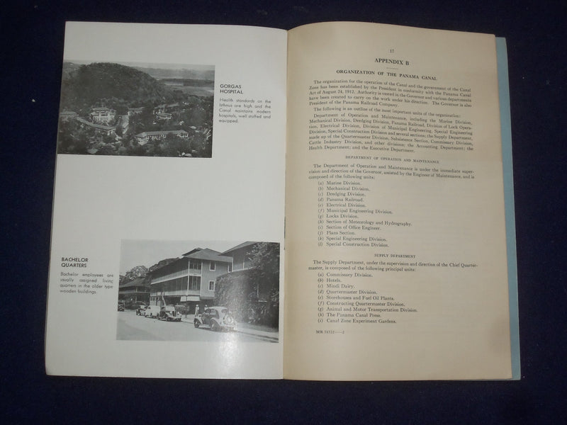 1940 THE PANAMA CANAL - A MANUAL OF INFORMATION CONCERNING EMPLOYMENT - J 9498