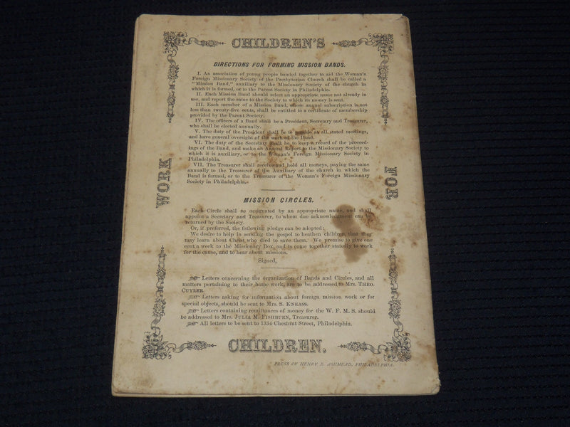 1878 FEBRUARY CHILDREN'S WORK FOR CHILDREN MAGAZINE -PRESBYTERIAN CHURCH- K 2127