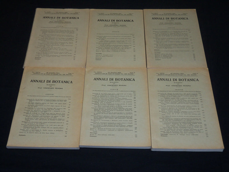 1958-1963 ANNALI DI BOTANICA DIRECTED BY VINCENZO RIVERA LOT OF 6 - WR 284D