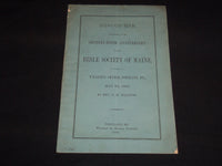 1885 REV. L. H. HALLOCK DISCOURSE - 75TH ANNIV. BIBLE SOCIETY OF MAINE - J 8864