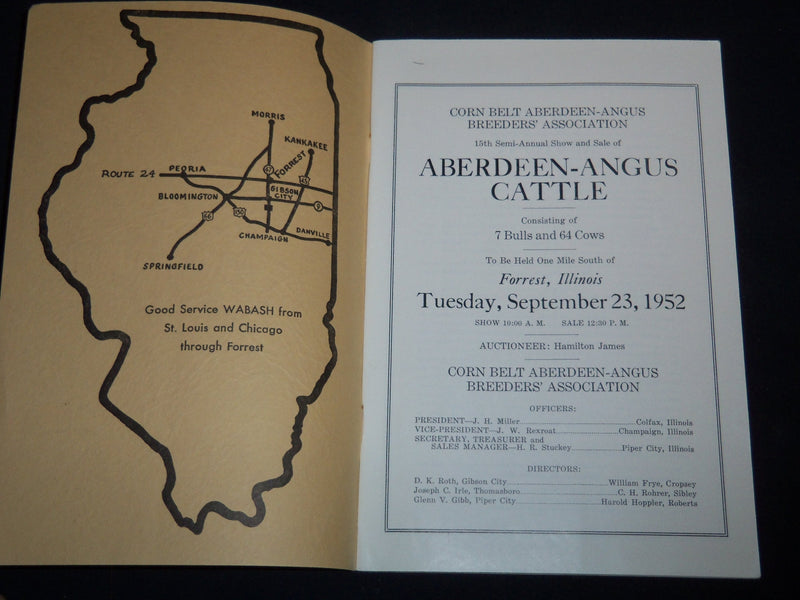 1951-1952 CORNBELT ANGUS BREEDERS FALL SALE CATALOG LOT OF 2 - ILLINOIS - J 9089