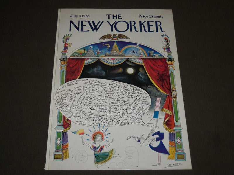 1965 JULY 3 NEW YORKER MAGAZINE FRONT COVER ONLY BY SAUL STEINBERG - ART DECO