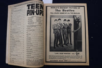 1965 JUNE TEEN PIN-UPS MAGAZINE - THE BEATLES PHOTOS AND ARTICLES - E 18592