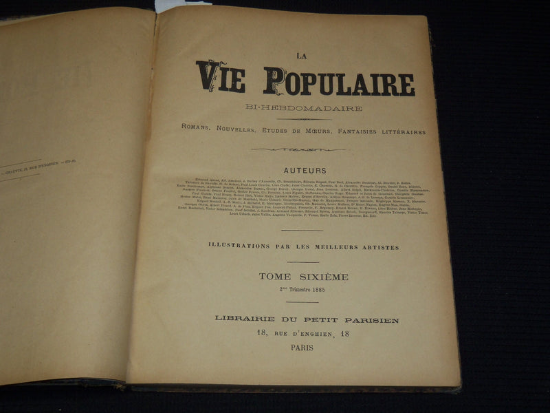 1885 APRIL-JUNE LA VIE POPULAIRE FRENCH MAGAZINE BOUND VOLUME - ZOLA - R 89C