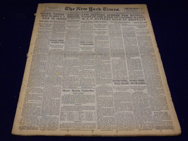 1940 SEPTEMBER 29 NEW YORK TIMES - NAZIS 4TH WEEK OF LONDON RAIDS - NT 2946