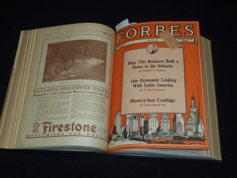 1924 APRIL 12-SEPTEMBER 15 FORBES MAGAZINE BOUND VOLUME - NICE ADS - R 10G