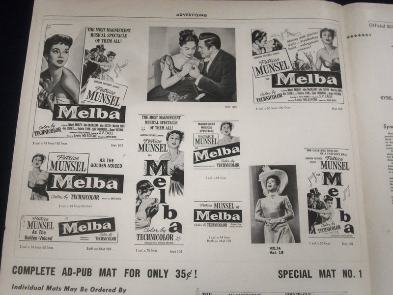 1953 MELBA MUSICAL MOVIE PRESS BOOK STARRING PATRICE MUNSEL & ROBERT MORLEY- P 4