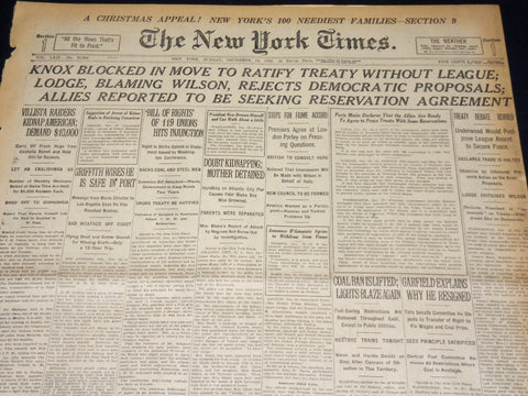 1919 DECEMBER 14 NEW YORK TIMES - MOVE TO RATIFY TREATY WITHOUT LEAGUE - NT 7955