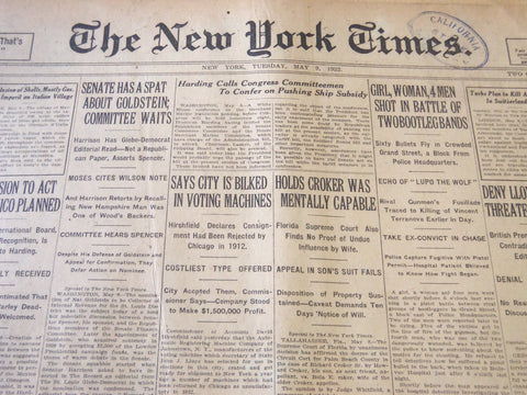 1922 MAY 9 NEW YORK TIMES - HOLDS CROKER WAS MENTALLY CAPABLE - NT 5820