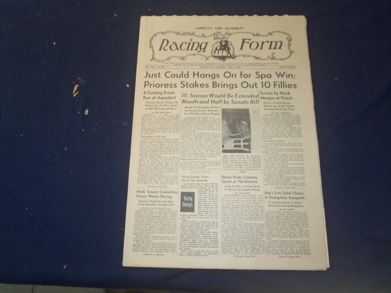 1969 APRIL 3 THE DAILY RACING FORM - ARTS AND LETTERS DERBY NOMINEE - NP 2534K
