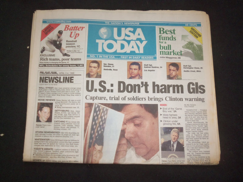 1999 APRIL 2-4 USA TODAY NEWSPAPER - U.S.: DON'T HARM GI'S - NP 8018