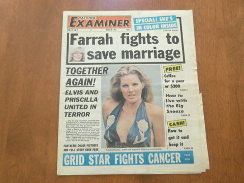 1977 MAR 8 NATIONAL EXAMINER NEWSPAPER-ELVIS & PRISCILLA UNITED IN LOVE -NP 4706