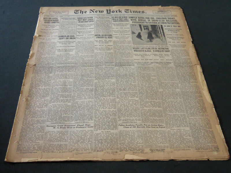 1926 MARCH 20 NEW YORK TIMES - SIMPLE RITES FOR COL. COOLIDGE TODAY - NT 5616