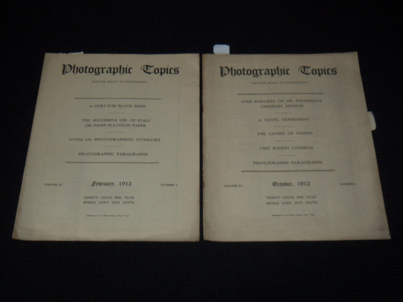 1912-1913 PHOTOGRAPHIC TOPICS MAGAZINE LOT OF 7 - NEW YORK - K 3117