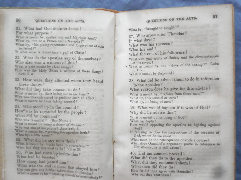 1848 QUESTIONS ON THE ACTS OF THE APOSTLES HARDCOVER BOOK BY REV. PEIRCE - K 304