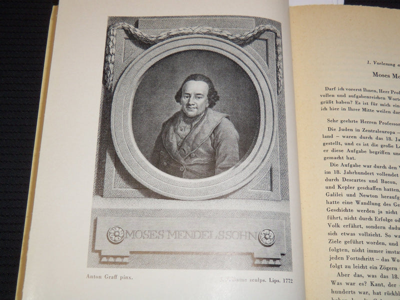 1958 VON MOSES MENDELSSOHN ZU FRANZ ROSENZWEIG BOOK BY LEO BAECK - J 9564