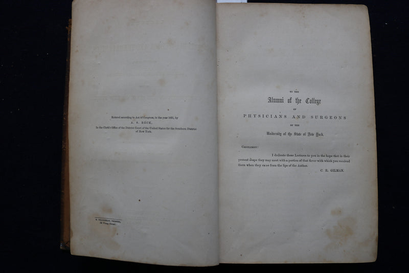 1856 LECTURES OF MATERIA MEDICA AND THERAPEUTICS HARDCOVER BOOK BY - KD 9436