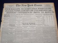 1920 JUNE 12 NEW YORK TIMES - FOUR BALLOTS, NO NOMINATION - NT 9112