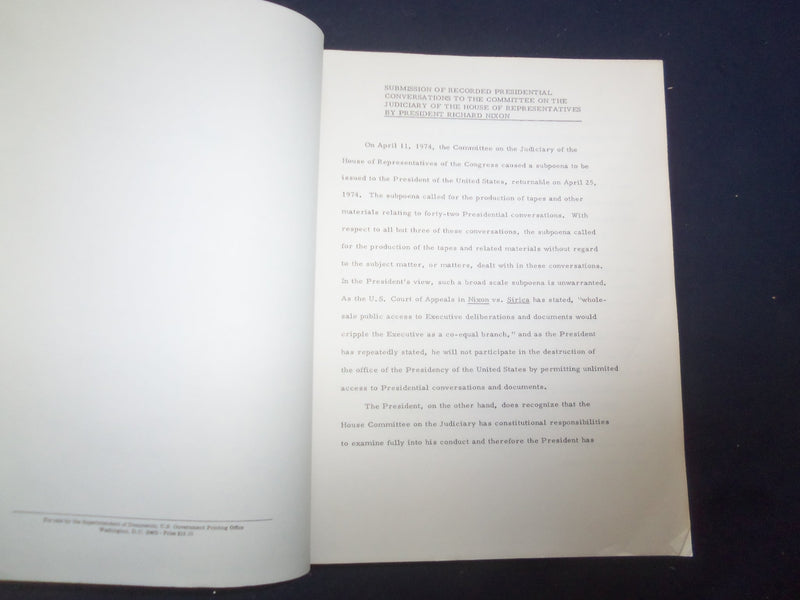 1974 RECORDED PRESIDENTIAL CONVERSATIONS SOFTCOVER BOOK -RICHARD NIXON - KD 8189