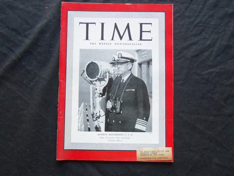 1940 JULY 1 TIME MAGAZINE - ADMIRAL RICHARDSON - T 719