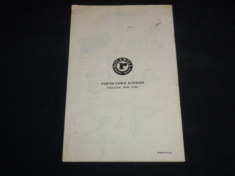 1970'S PORTER CABLE ROUTERS OPERATING INSTRUCTIONS - ROCKWELL MFG. CO. - J 9146
