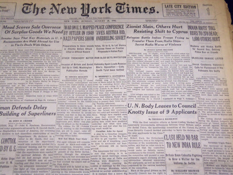 1946 AUGUST 8 NEW YORK TIMES - ZIONIST SLAIN, OTHERS HURT - NT 3162