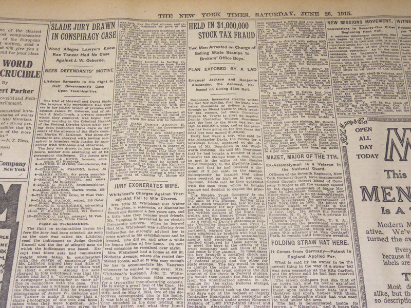 1915 JUNE 26 NEW YORK TIMES NEWSPAPER- YALE BOAT CREW MAKES CLEAN SWEEP- NT 7708