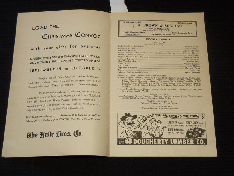 1945 CAIN PARK THEATRE 8TH SUMMER SEASON PROGRAM - CLEVELAND, OHIO - J 8011