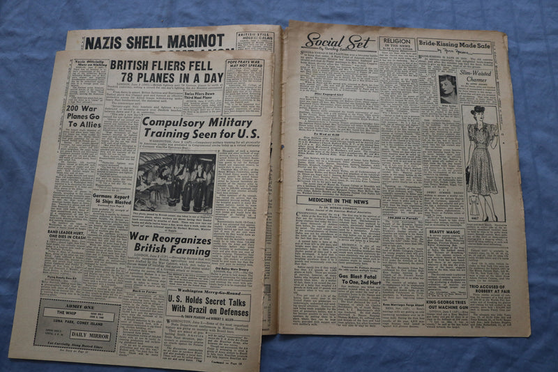 1940 JUNE 3 DAILY MIRROR NEWSPAPER - NAZIS BLAST 56 RESCUE VESSELS - NP 8674