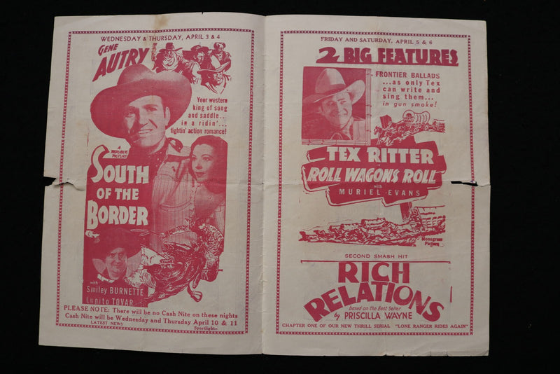 1940'S JOY THEARE PROGRAM - LOT OF 4 - BELZONI, MISSISSIPPI - K 2816
