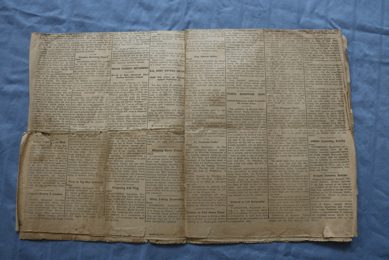 1945 SEPTEMBER 15 NIPPON TIMES NEWSPAPER - GEN. DOUGLAS MACARTHUR ARTICLE-K 3124