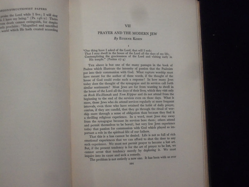 1936 THE JEWISH RECONTRUCTIONIST PAPERS HARDCOVER BOOK-MORDECAI KAPLAN - KD 8937