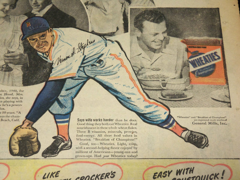 1948 VERN STEPHENS WHEATIES COLOR COMICS AD - BASEBALL - NP 1847G